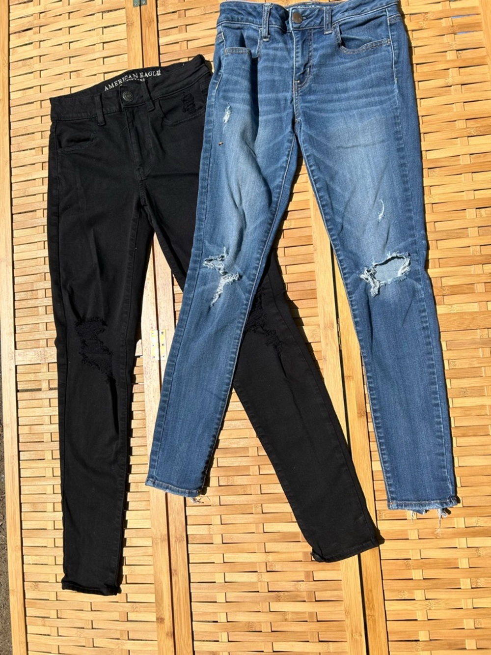 American Eagle Outfitters Black & Blue Ripped Skinny Jeans Duo